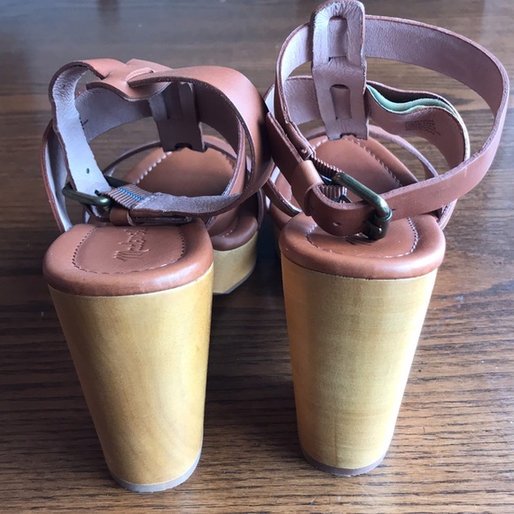 Madewell wood platform Boho mid brown leather sandals NWT - Picture 4 of 11